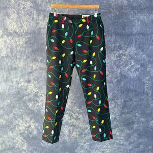 Tipsy Elves Pants Mens 33 Black Tangle Christmas Lights Novelty Party